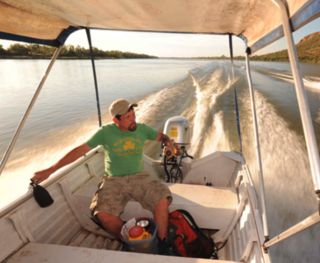 Sean Doody on a boat