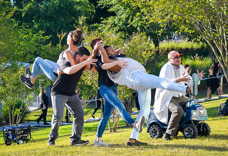 Christopher Rutherford, Alex Jones, Helen Hansen French, Brian Fidalgo and Erin Cardinal perform Air-Earth-Wind-Fire. 