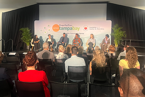 panel discussion to group of people