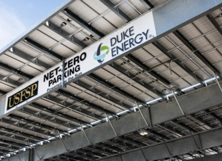USFSP and Duke Energy signs for Net Zero Parking at the parking garage