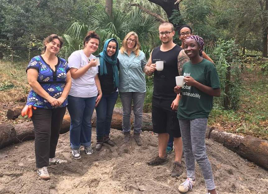 Winnie with fellow USF graduate students establishing a spiral garden at Rosebud Continuum Sustainability Education Center in Land O Lakes, FL.