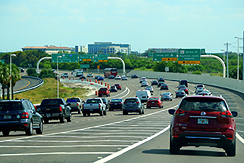 Traffic on a highway in Tampa Bay