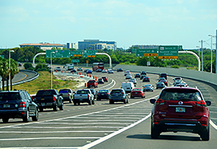 Traffic on a highway in Tampa Bay