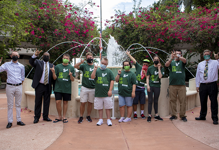 The first cohort of students participating in the Eileen Hoffman Hafer UMatter Program with the program team at USF’s St. Petersburg campus.