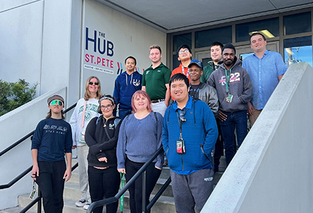 group of students outside The Hub building in St. Pete