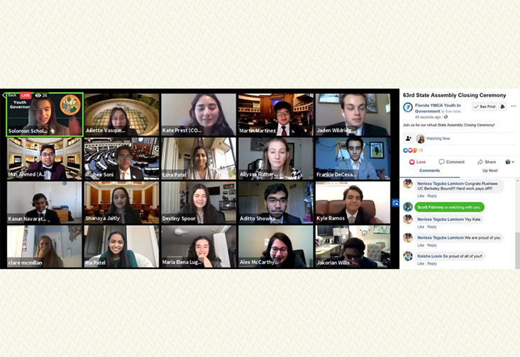 Online conference call with video images of the participants