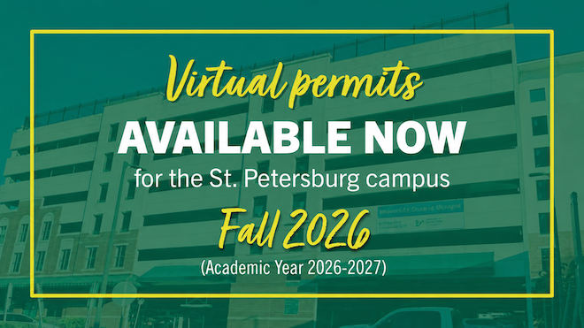 Virtual Permits are on sale to the St. Pete campus Fall 2026 for academic year 2026-2027.