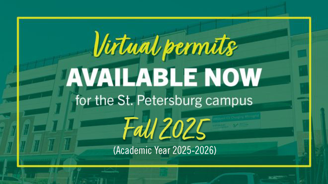 Virtual Permits are on sale to the St. Pete campus Fall 2024 for academic year 2024-2025.