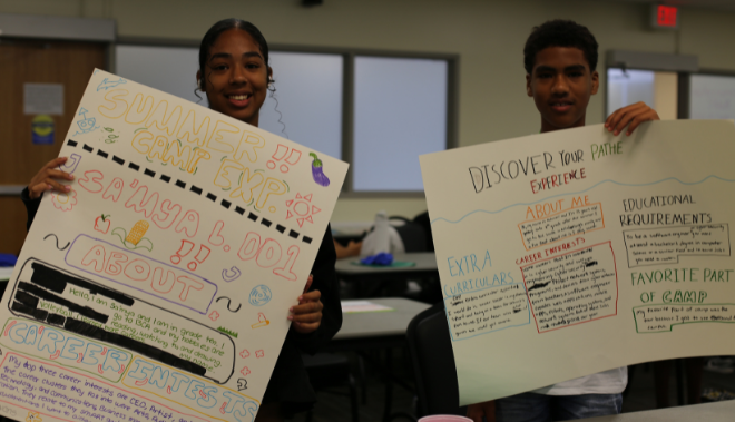 PATHe students holding up signs 