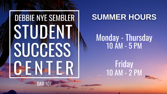 The SSC summer hours are Monday-Thursday 10 am - 5 pm and Friday 10 am - 2 pm.